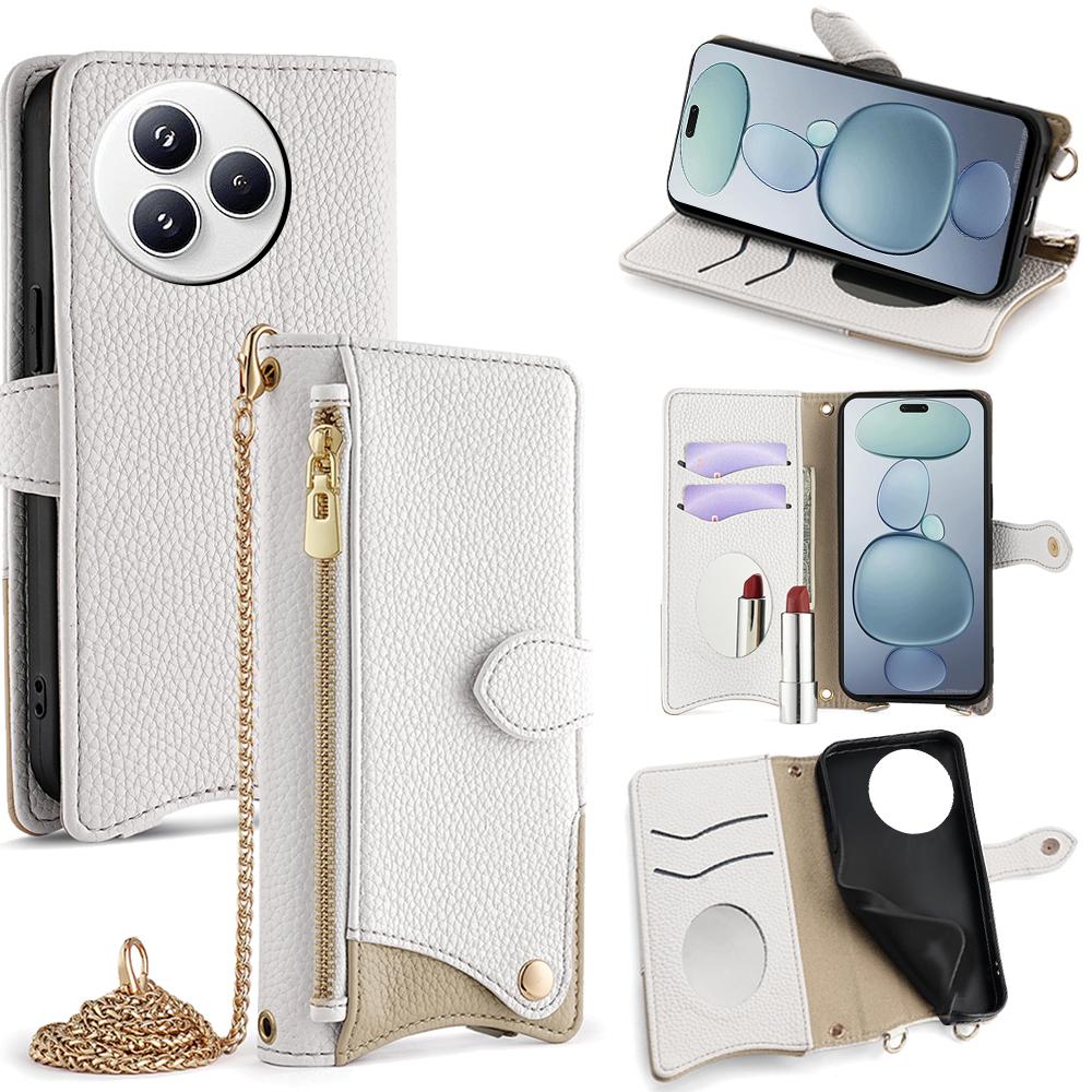 For Xiaomi Civi 5 Pro 5G Leather Case Wallet Stand Cover Irregular Tail Style with Chain Strap