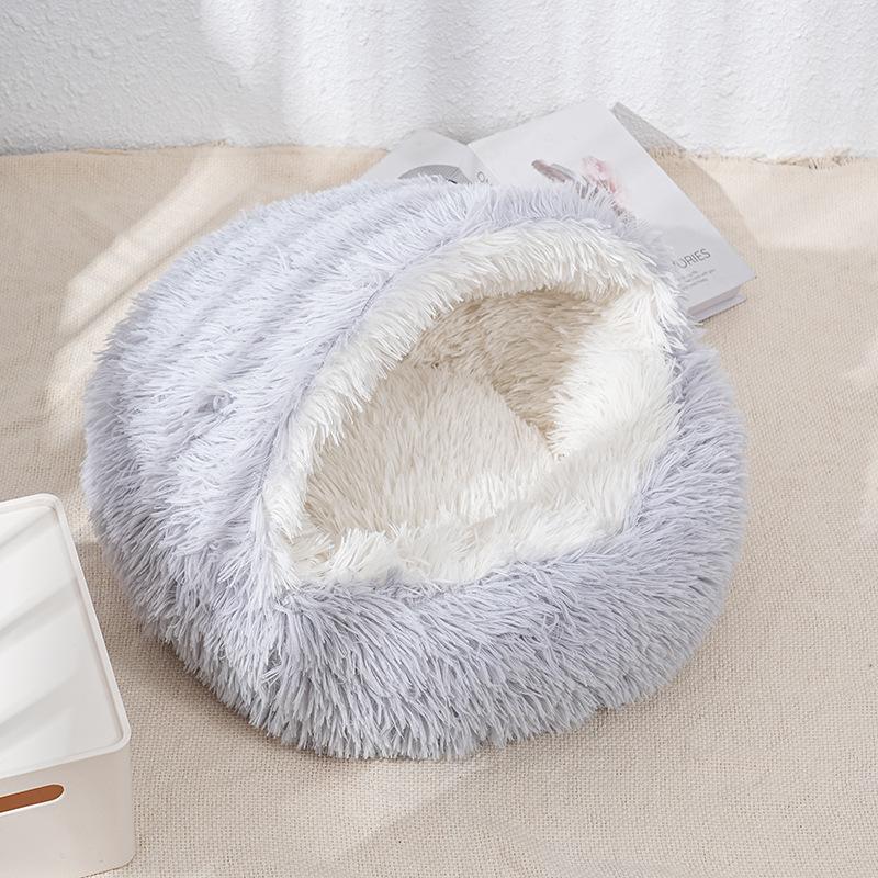 Cozy Winter Shell Pet Bed - Semi-Enclosed for Cats & Dogs