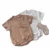 Baby Ribbed Cotton Short Sleeve Onesie for Boys and Girls - Breathable, Summer Bodysuit with Snap Crotch