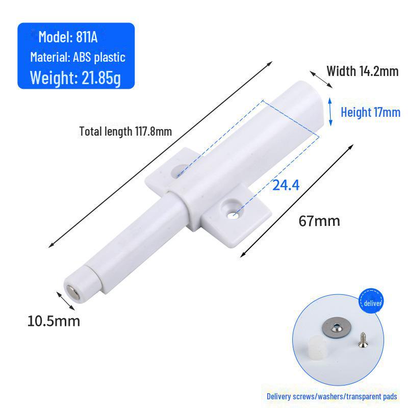 Push-to-Open Cabinet Door Rebounder: Handle-Free, Invisible Self-Bounce Accessory for Wardrobe and Cabinets