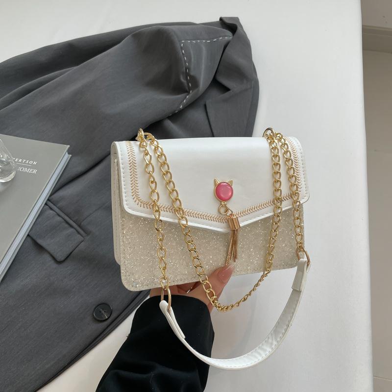 Today's popular design sense contrasting color chain women's bag new fashion messenger bag high-end single shoulder armpit bag