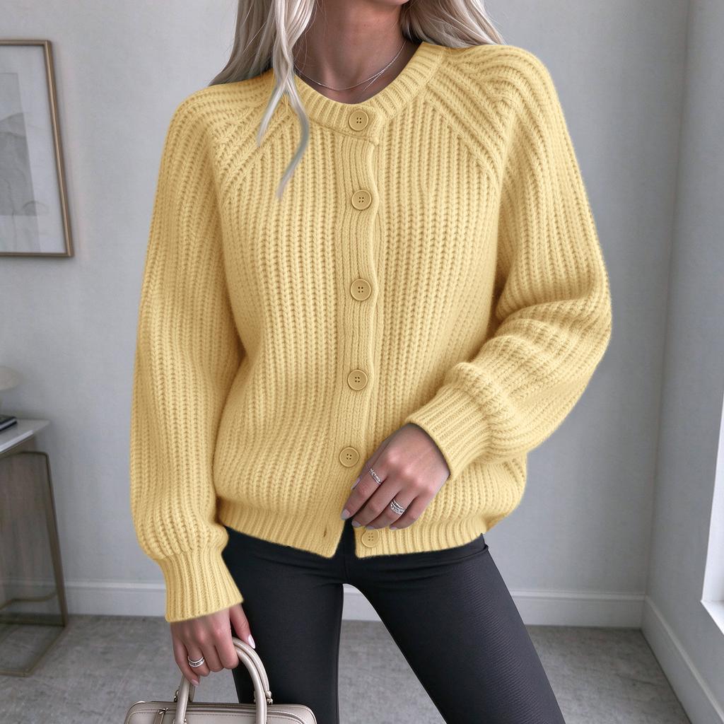 Women's Color Long Sleeve Open Front Knit Cardigan Sweater