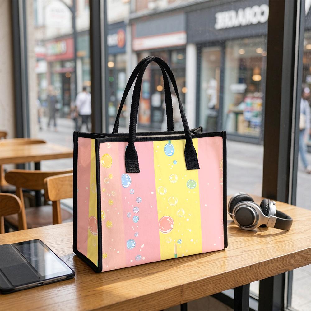 Cute Bubble Print Tote Bag Fashion Casual Daily Use Large Capacity Lightweight Shoulder Handbag