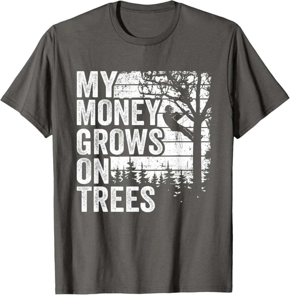 Arborist Money Grows On Trees Graphic Tee Tree Climber Vintage TShirt for Men