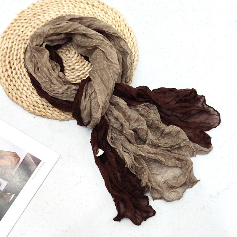 

Шарф Хлопок Конопля Градиент Синий Ретро Универсальный Принтованный Женский Длинный Складной Шаль Мягкий Модный Тренд 180X90См