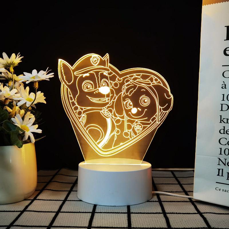 Night Light 3d Paw Patrol Toys Illusion Lamp 7 Colors Changing Desk Led Lights