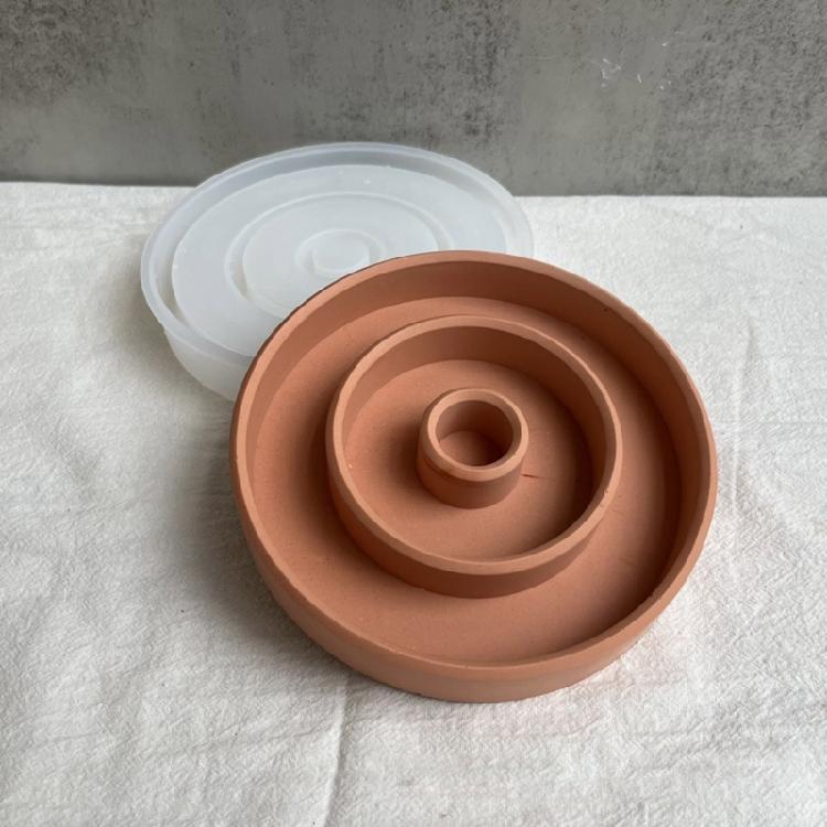 Circle Candlestick Mold Gypsum Plaster Mold for DIY Jewelry Organizer Home Decor