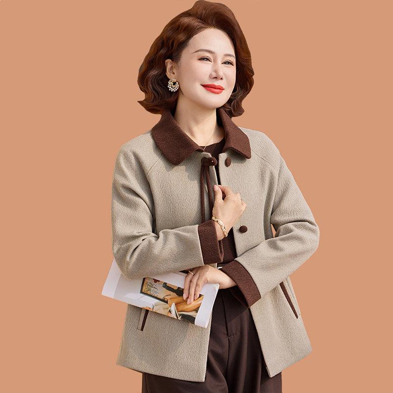 

Mom s 2026 Stylish Wool Coat - Spring/Autumn Fashion for Middle-Aged & Elderly Women, Perfect Mother s Day Gift 5XL (150-165 lbs) легкие хаки