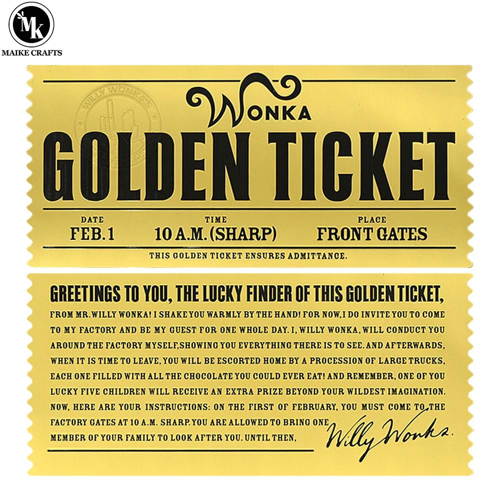 Wonka Goldenes Ticket Charlie und die Schokoladenfabrik Goldfolie Plastikkarte Kunstsammlung Gedenkgeschenk