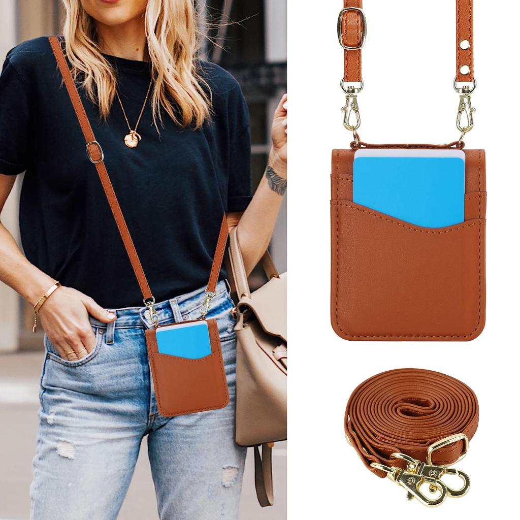Crossbody Cards Solt Wallet Leather Case For Samsung Galaxy Z Flip 6 5 4 3 5G Flip5 Flip4 Slim Bag Long Lanyard Holder Cover