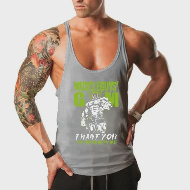 Men's European Size Elastic Cotton Sports Vest for Fitness & Bodybuilding