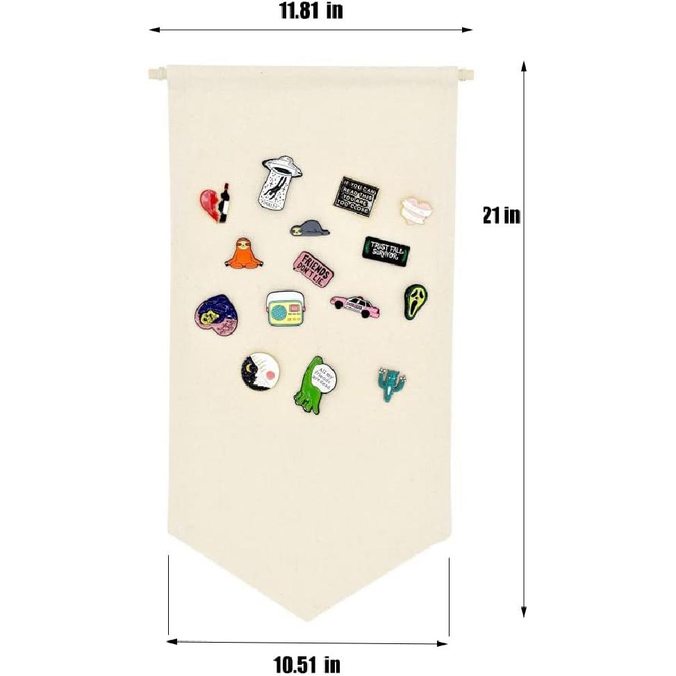 Wall Hanging Brooch Jewelry Storage Case Canvas Display Stand Enamel Pin Display Banner Holder Earrings Necklace Glitter Pin Collection Organizer