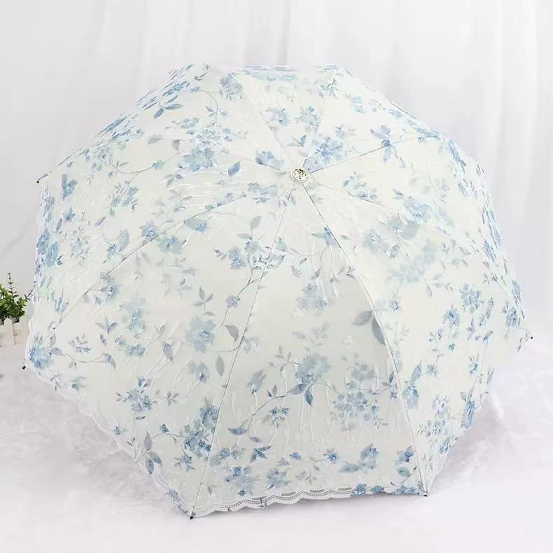 Umbrella lace with UV protection for women, parasol pocket windproof, waterproof, sun and rain, travel  umbrella for women