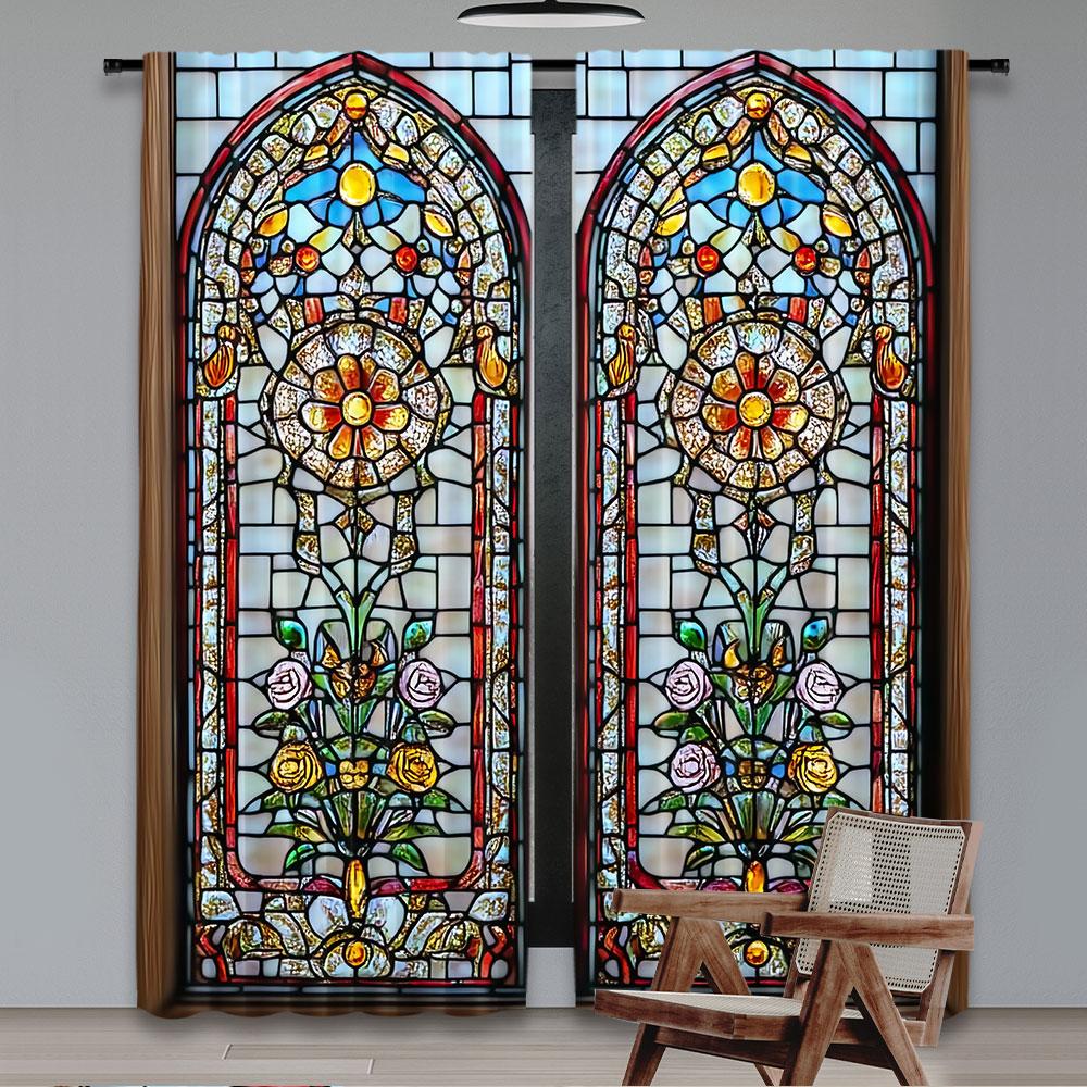 European Chic Gothic Floral Curtains Colorful Suitable Bedroom Bathroom Living Room Dining Study Set Of 2 Made Polyester Great Decor