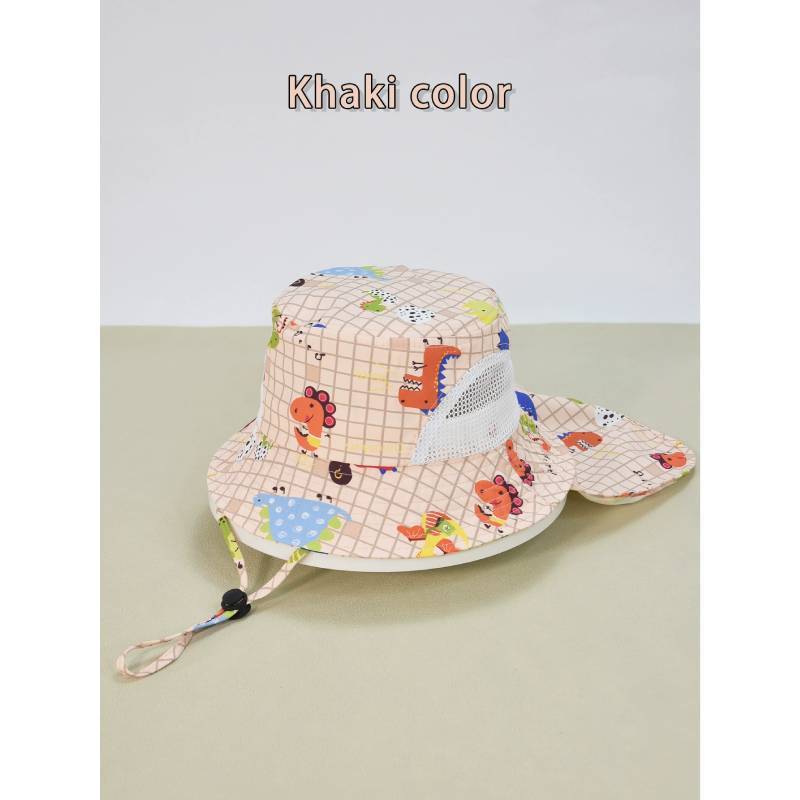 Summer Kids Sun Hat With Wide Brim Cotton Polyester Uv Protection For Boys Girls