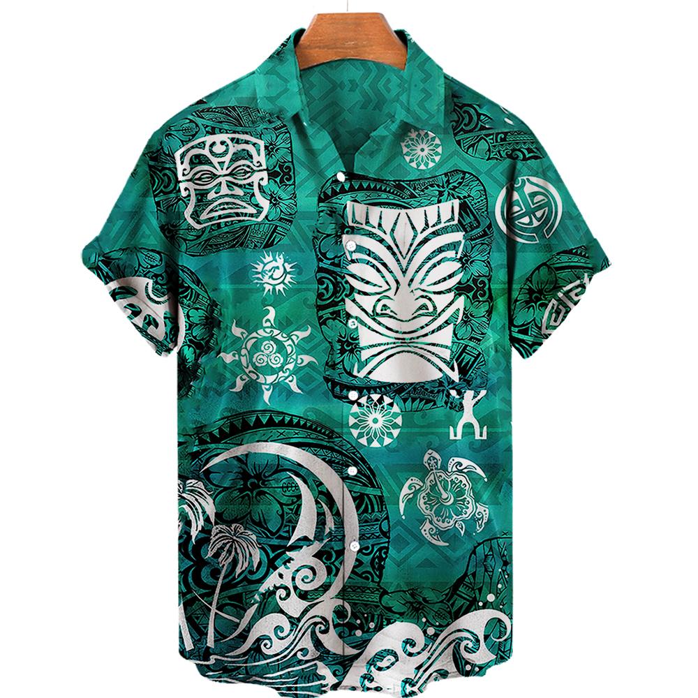 Herrenhemd Tropischer Strand 3D-Druck Herrenbekleidung Sommer Tiki Lässig Hawaii Strand Hawaiianische Harajuku Mode Urlaubshemd