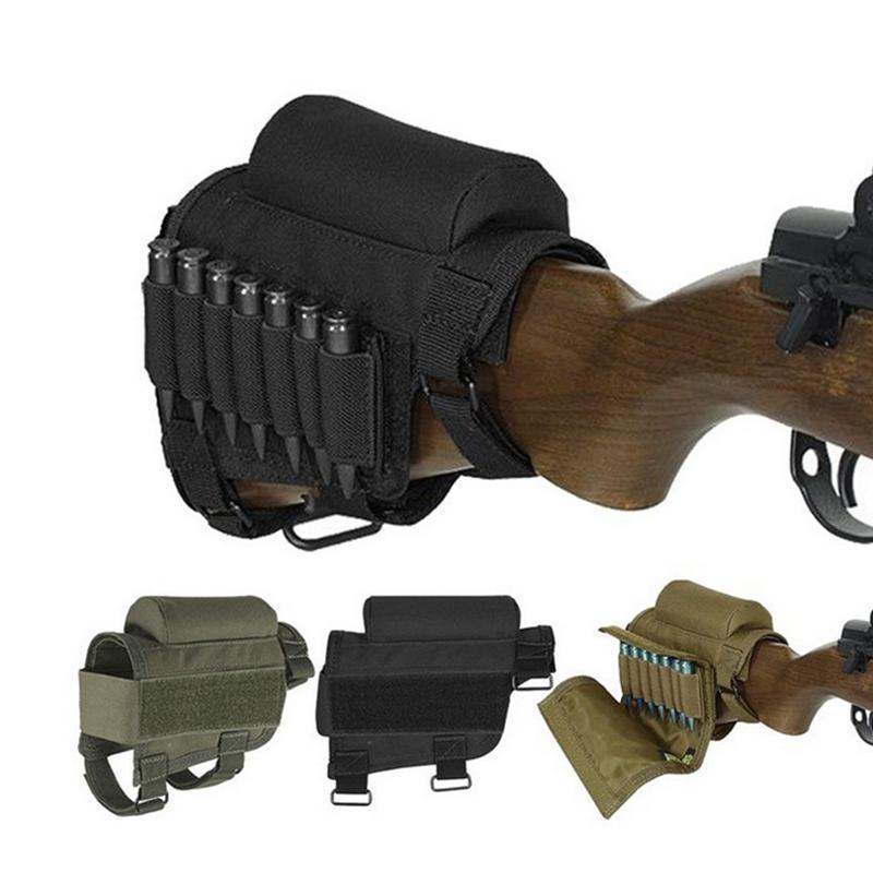 Camo Outdoor Butt Stock Rifle Cheek Rest Pouch Bullet Holder Adjustable Nylon Riser Pad Ammo Cartridges Bag for Hunting