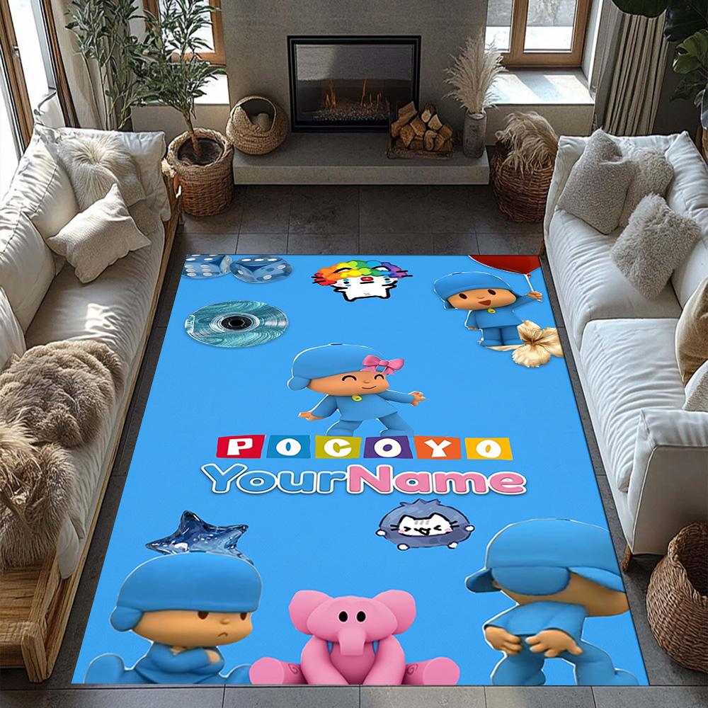 Alfombra de Piso Personalizada con Nombre de Pocoyó Alfombra de Oficina Adecuada para Comedor Salas de Juegos Cocina Entrada Alfombra Antideslizante Decoración de Oficina de Anime