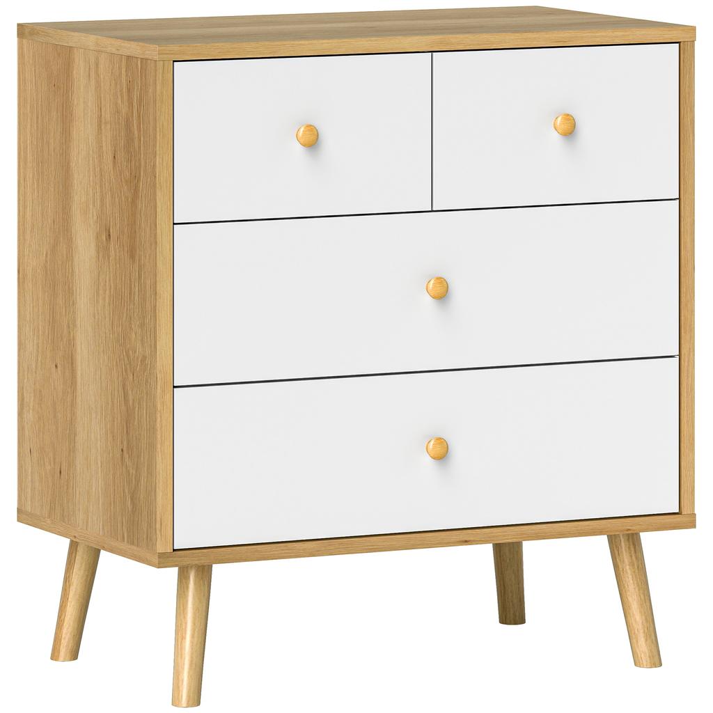 4 Drawer Dresser With Elegant Finish And Large Storage Capacity 60x35x65 Cm Oak And White