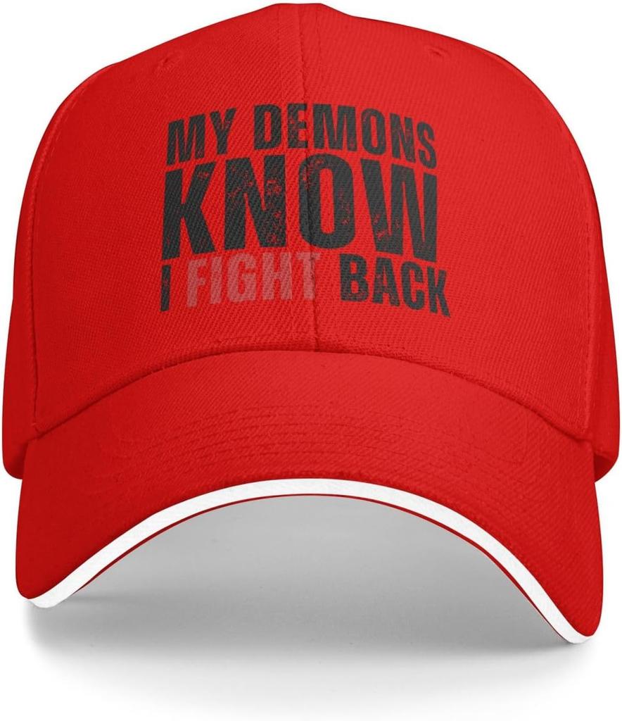 My Demons Know I Fight Back Trucker Hat Distressed Baseball Cap Polyester Adult Outdoors Cap