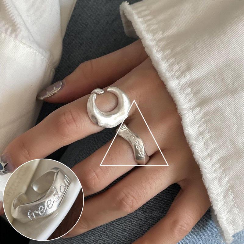 Geometric Lines Open Wrap Ring - S925 Silver Plated for Women