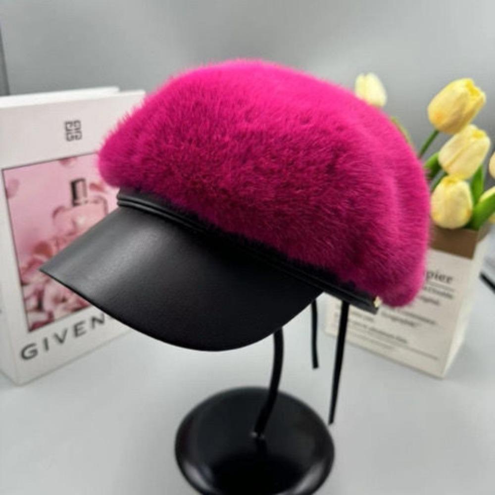 Dopamine Fashion Versatile Imitation Mink Winter Hat Internet Celebrity Ins Warm Autumn and Winter Big Head Beret