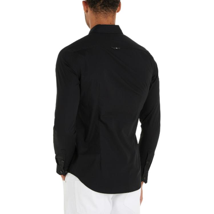 Calvin Klein Solid Color Lapel Single Breasted Long Sleeve Shirt Men shirts Black J30J324614-BEH