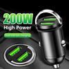 200W Mini Dual Ports USB Car Charger Lighter Fast Charging Car Phone Charger Adapter For IPhone 13 12