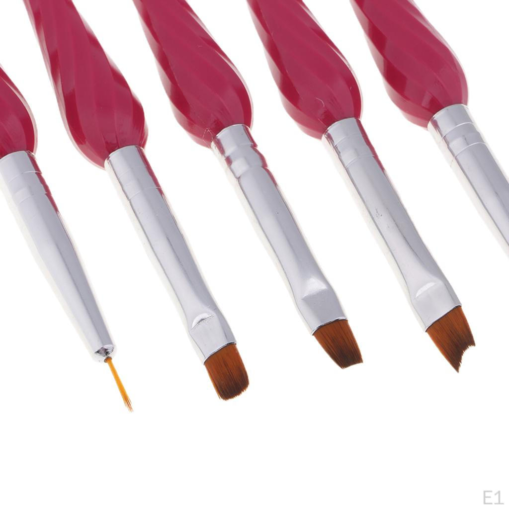 Brushes,5 Acrylic Flat Painting Drawing Manicure Tools ,Silicone