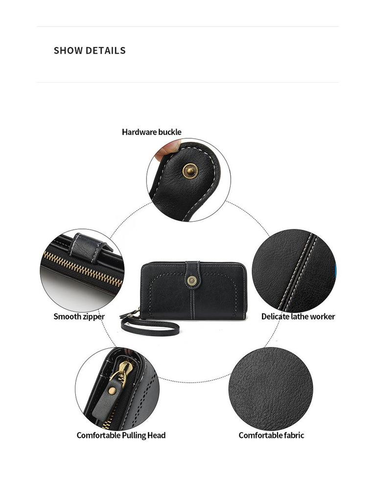 Trendige hohle lange Reißverschluss-Damenbrieftasche & Clutch mit großem Fassungsvermögen