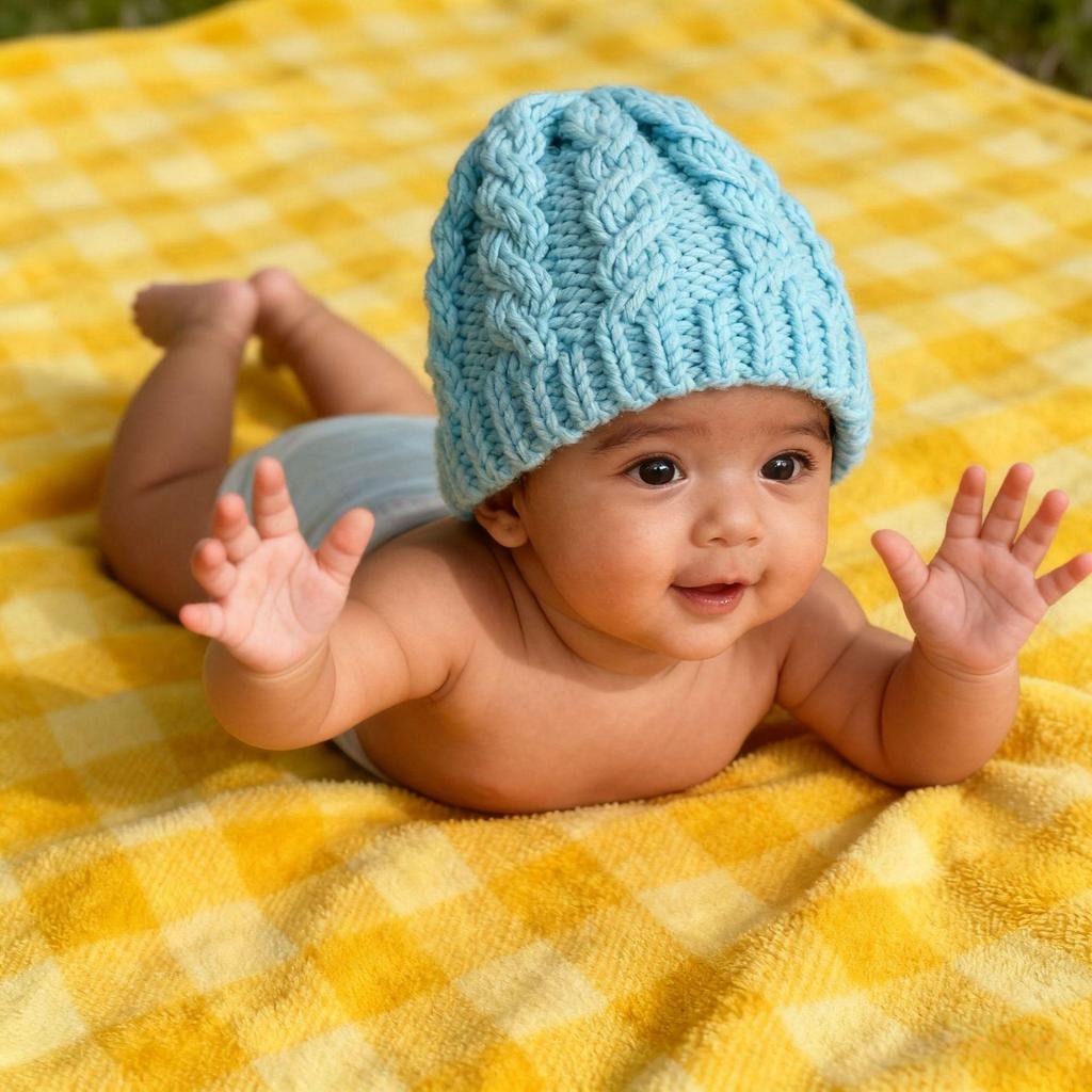 Newborn Full Moon Photography Knit Hat & Outfit Props