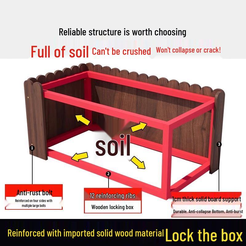 Carbonized Wood Outdoor Planter Box – Antiseptic Rectangular Flower Trough for Home, Courtyard, or Balcony.