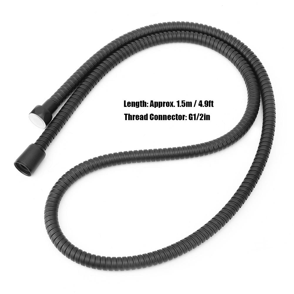 1.5m Matte Black High Pressure Stainless Steel Flexible Shower Hose Pipe Bathroom Accessory