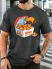 Unisexs Royal Blue Crew Neck Tee Kitten Nuggets Fast Food Box Graphic Print Loose Summer Street Casual Daily Basic Short Sleeve Top