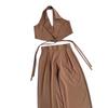 2025 cross-border European and American women's clothing Amazon neck temperament casual sexy top fashion casual pants set