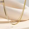 EFFIE QUEEN Stainless Steel 18k Gold Double Layered Snake Chain Choker Necklace Simple Jewelry for Women Banquet Party STCC03