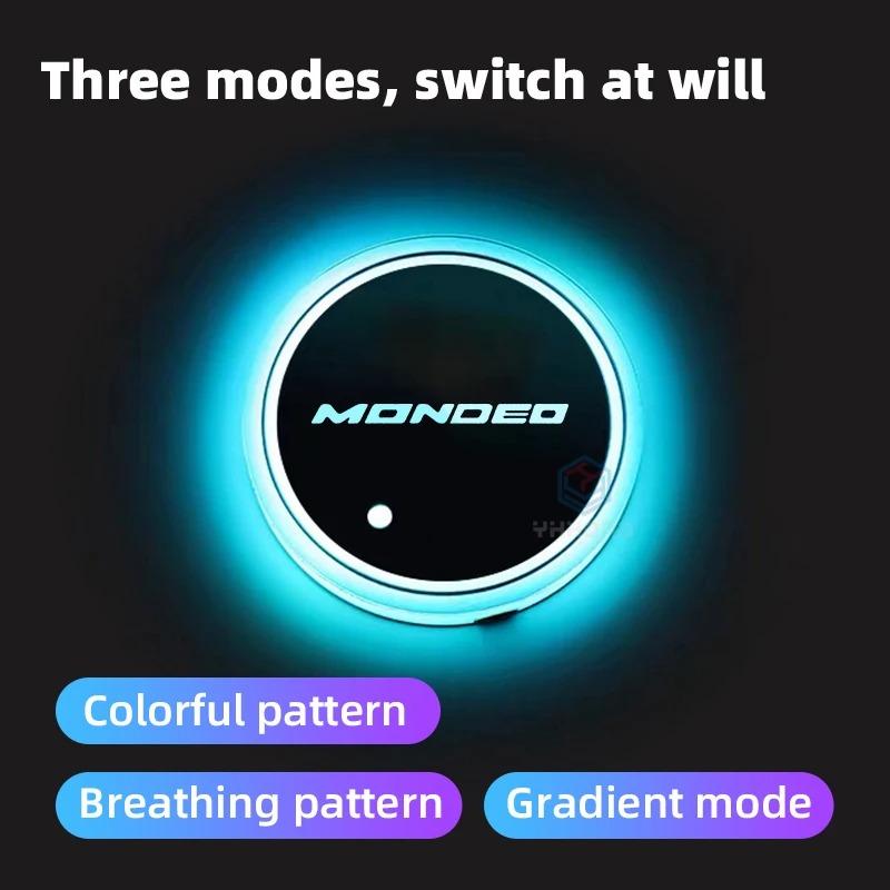 XFVD7 Luminous Car Water Cup Coaster Holder 7 Colorful USB Charging Car Led Atmosphere Light For Ford Mondeo MK5 MK4 MK3