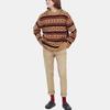 Uniqlo Pulover decorativ cu dungi gât rotund manecă lungă FW22 Pulover bărbați Bej-Închis 451614-32