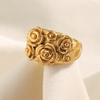 MamacitaSlay 316L Stainless Steel Double Color Multi Flower Open Ring Party Waterproof Jewelry Women's Gold Plated Ring Gift