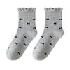 5 Pairs Lace Stacked Socks Mid-calf Socks Spring and Summer Thin Cotton Socks Breathable Versatile Wooden Ear Edge Small Bow Socks Female