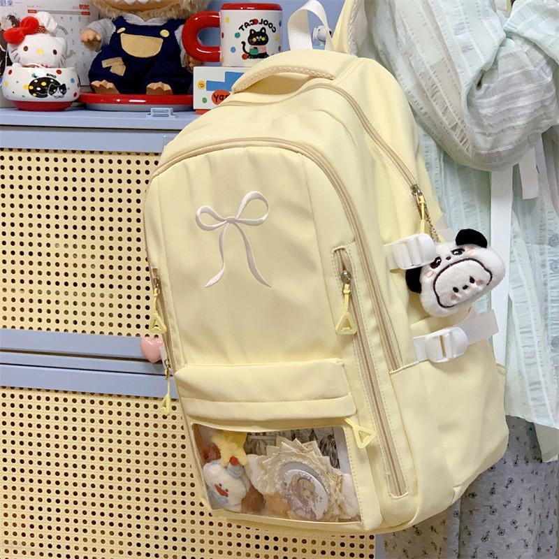 Mädchenrucksack mit gestickter Schleife und Nylon für die Schule