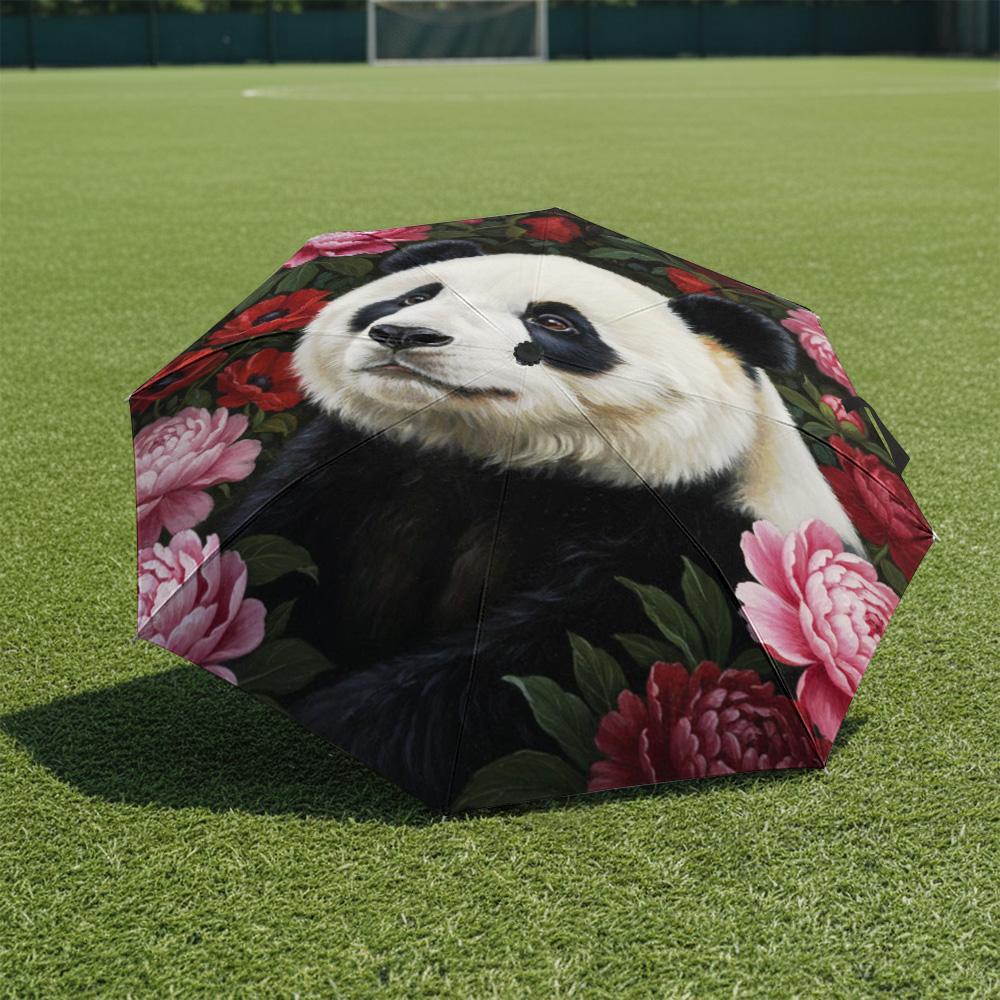 1 шт. Автоматический складной зонт - Узор  Панда , Портативный и складной дизайн с 8 спицами, Рождественские и Новогодние подарки