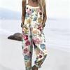 Women's Sleeveless Mid Rise 3D Digital Print Loose Casual Overalls Jumpsuit For Summer