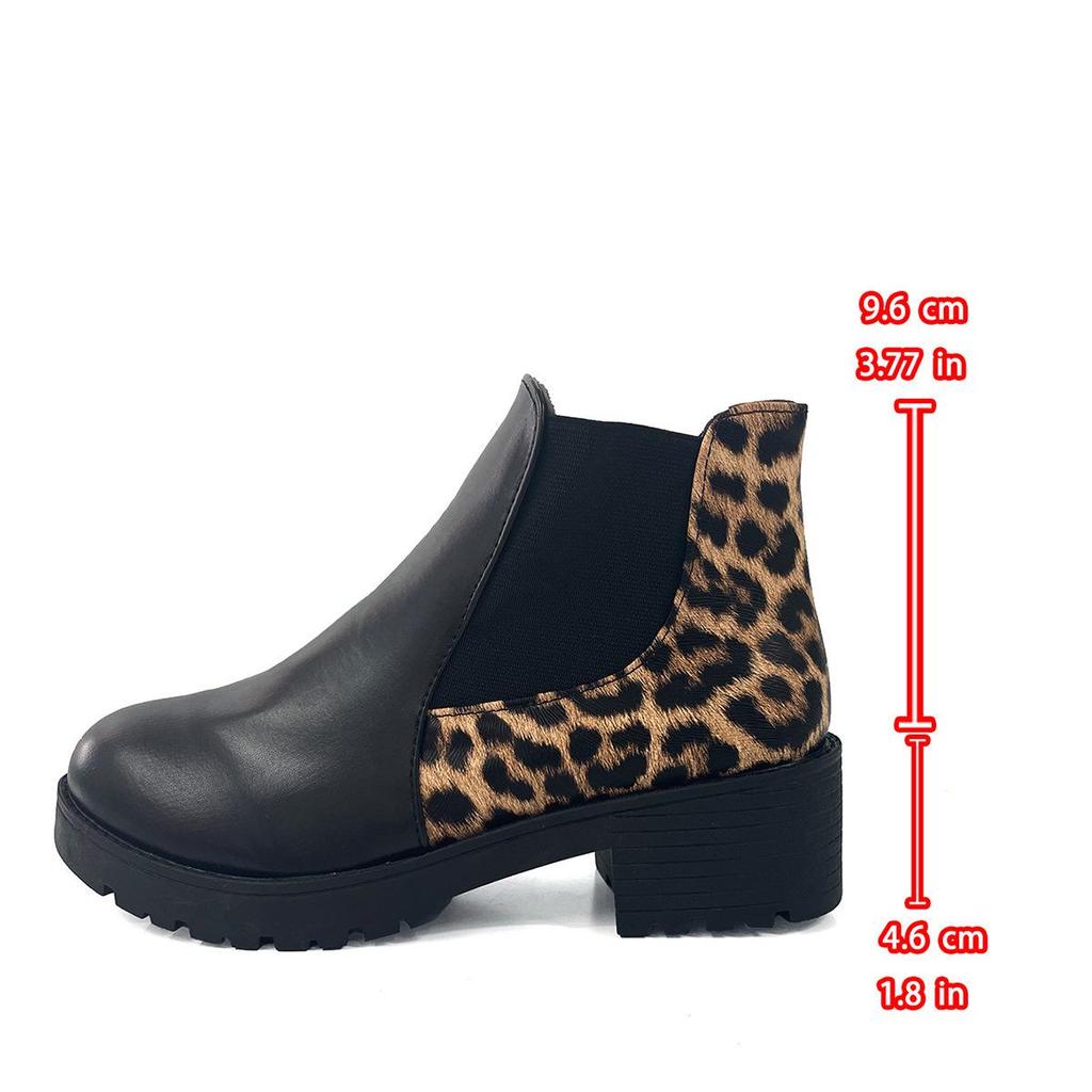 Plus Size Leopard Print Martin Boots – Round Toe, Thick Sole, Short Boots for Women, Spring/Autumn 2025