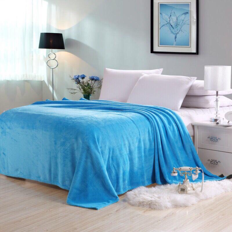 Double-Sided Coral Fleece Flannel Blanket - Thick, Solid Color, Customizable Office Nap Blanket