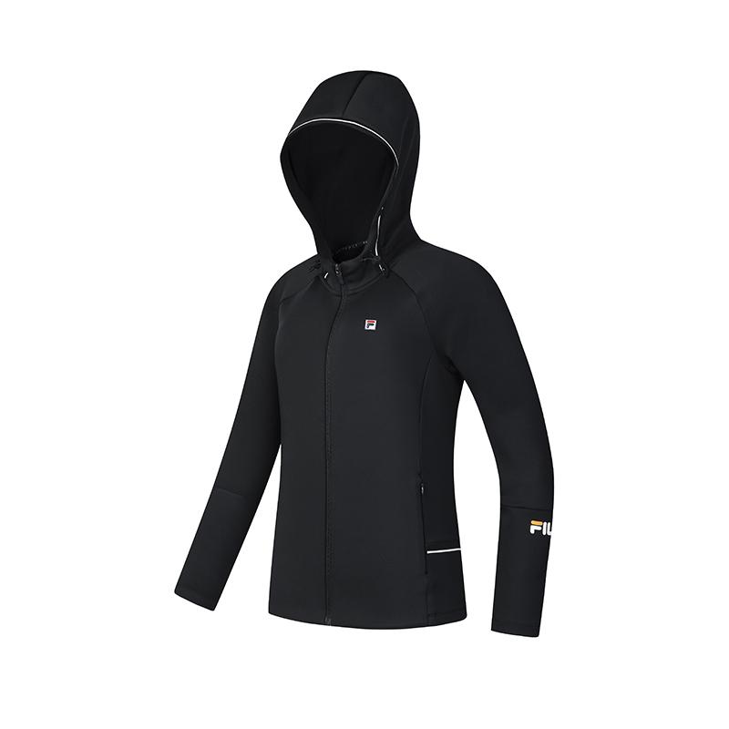 Fila Athletics Tennis Versatile Zip-Up Hoodie Women Hoodies Dark-Flow-Black A51W513501FBK