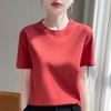 Summer Round Neck Cotton Short-Sleeved Women's T-Shirt Loose  Casual Top Mercerized Bottoming Shirt