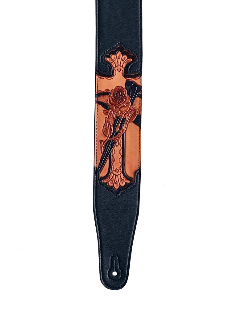 FIREGLOW Cross Rose Black Guitar Strap CVG02-1 &