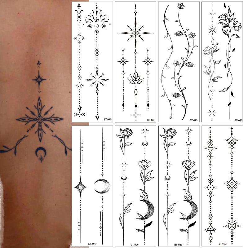 5-20pz Tatuaggi Temporanei Sexy Ramo Fiorito Nero Sole Luna Foglia Piante Selvatiche Modello Braccio Corpo Arti Tatuaggi Semi-Permanenti