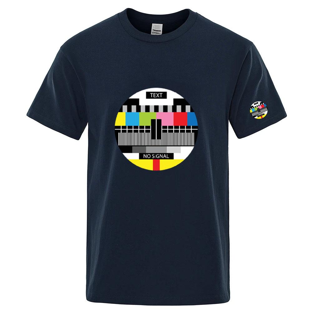 Summer No Signal Logo Printed Men's High Quality Daily Cotton Round Neck T-shirt Loose Breathable Street Short Sleeve Large